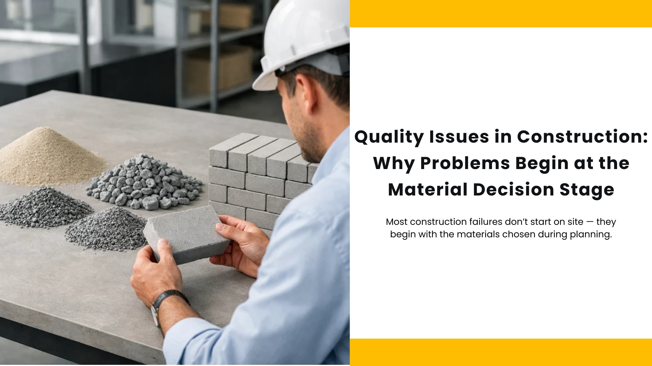 construction material quality || Quality Issues in Construction || building quality problems ||material decision stage || construction durability issues